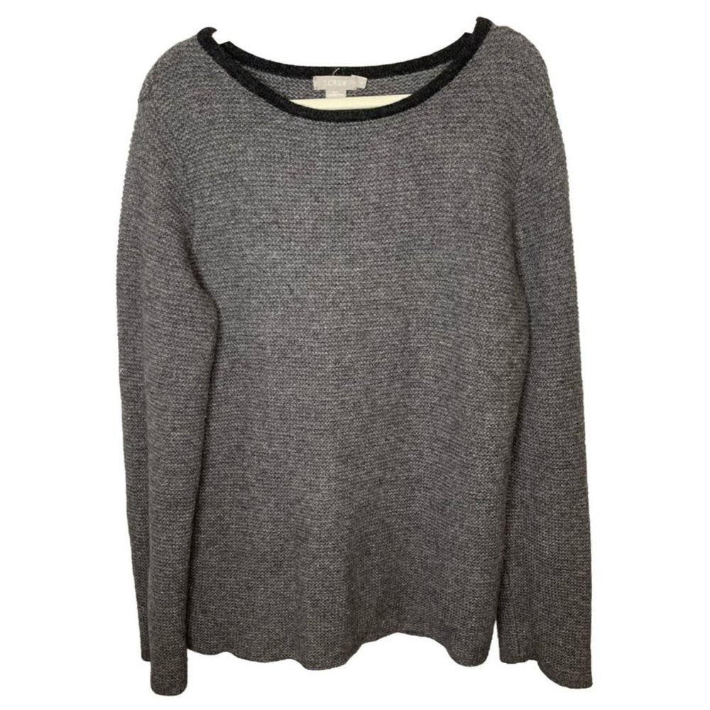 J Crew Women’s Lambswool Sweater Large Gray Long Sleeve Knit Pullover